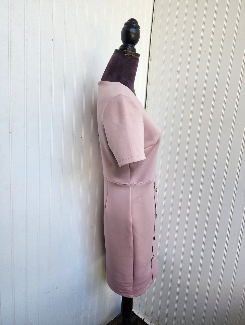 Enfocus Studio Womens Blush Pink Sleeveless Fitted Classic Button Dress 6 - Picture 5 of 14